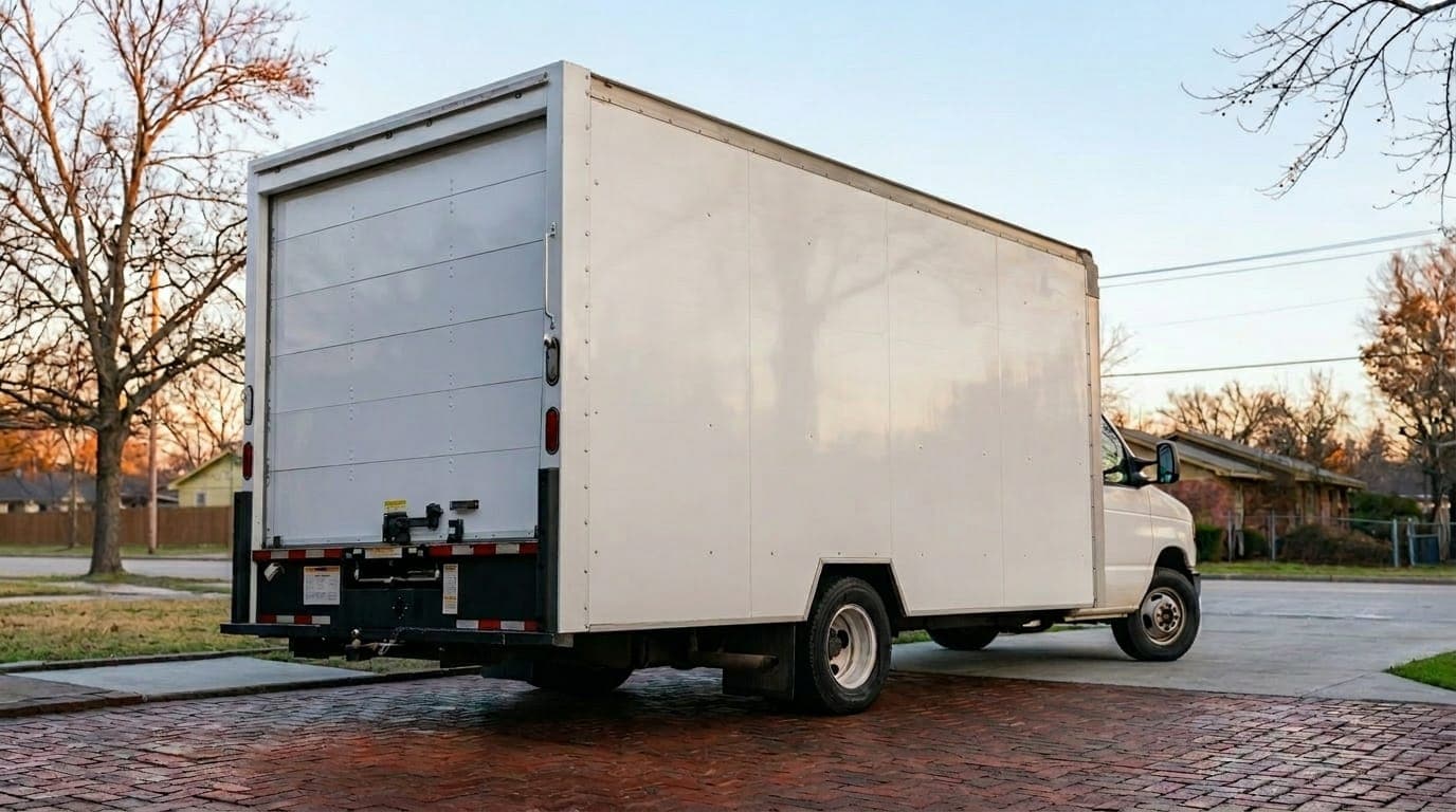 Plain white box truck before wrap